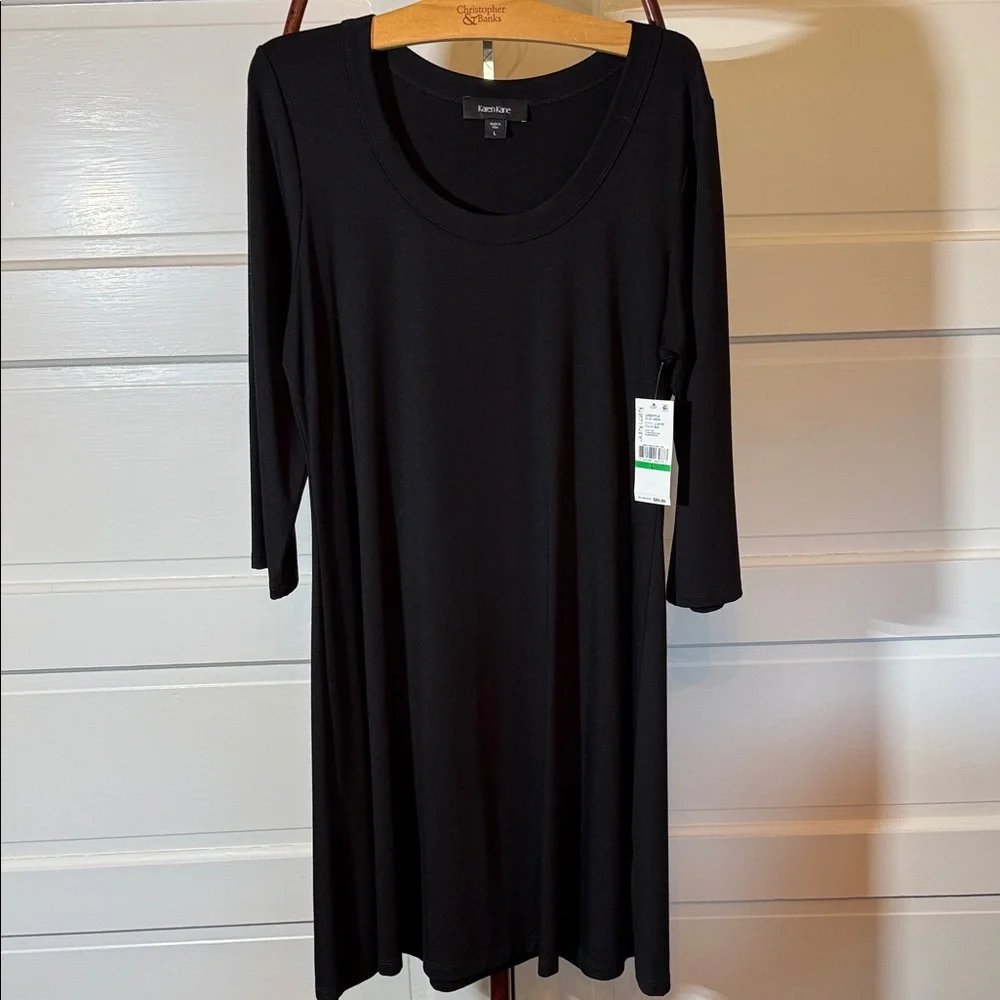 NWT Karen Kane Black Jersey Midi Dress Effortless Travel Luxe sporty everyday